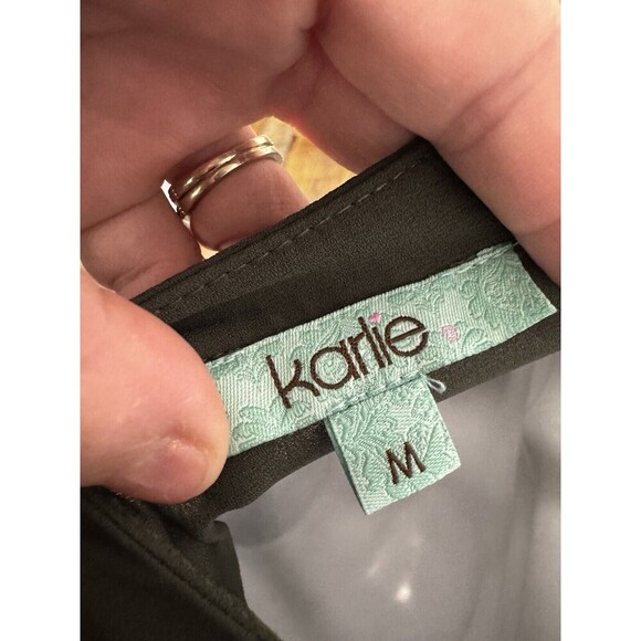 KARLIE Polyester Army Green Midi Dress - Size Small - Picture 6 of 7